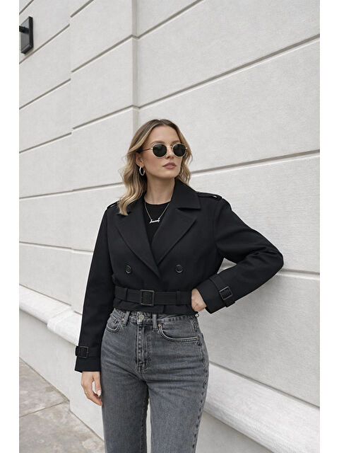 eka Kadın Siyah Kemer Detay Ceket 2915