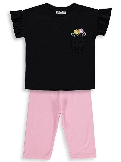 Civil Girls Fiyonklu 2-5 Yaş Takım - Siyah