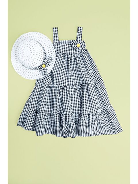 Fullamoda Pötikare Desenli Şapkalı Askılı  Kız Çocuk Elbise