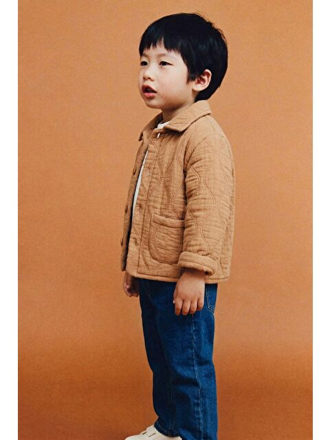 Magu Erkek Çocuk Pamuklu Camel Kapitone Ceket T-Shirt Jean Pantolon Takım - S000522536-23173