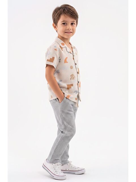 Miababy Baskılı Müslin Gömlek Pantolon 2li Takım