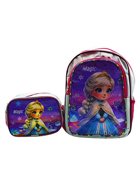 Gen-Of 2 Bölmeli Elsa Okul Sırt Çantası Ve Beslenme Çantası Gri KOD:1308 - S000379293-20600
