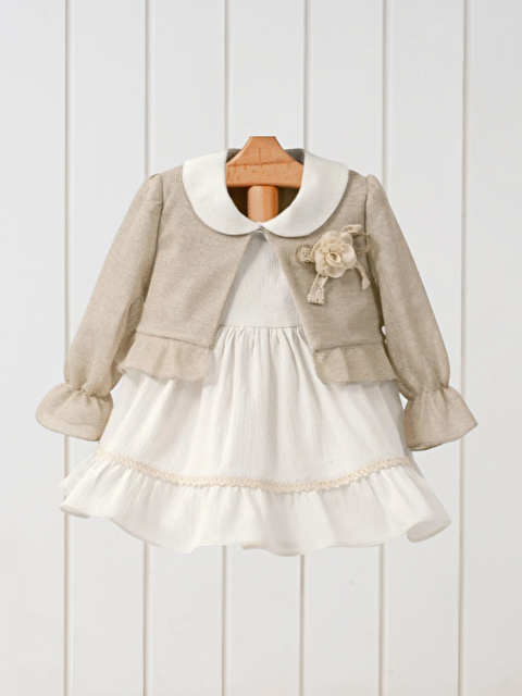 Mymio Bebe Yaka Dantel Detaylı Kız Bebek Elbise ve Bolero 2'li Takım - S000531106-19965