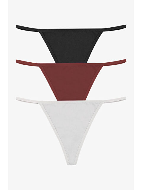 Koza İç Giyim Kadın Pamuklu Basic Tanga Külot 3'lü Paket