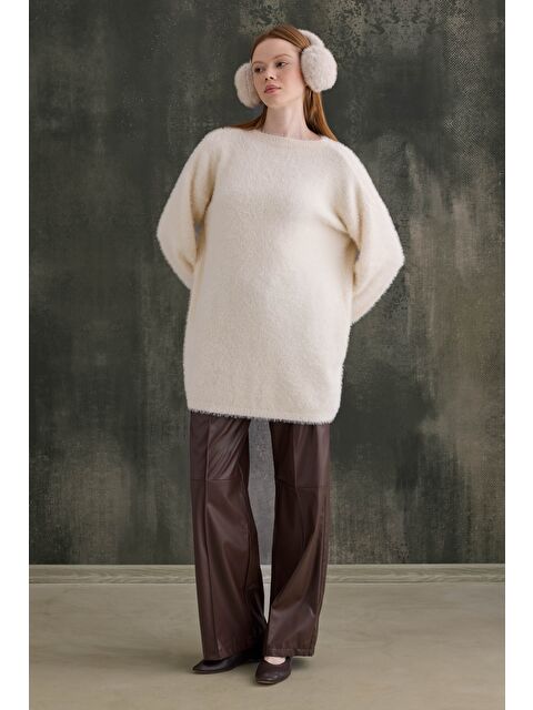 HE-QA Yumuşak Tüylü Kazak Açık Vanilya - S000499919-17162