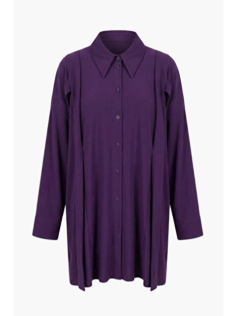 Mizalle Omuz Detaylı Mor Polyamid Bluz - S000511185-20042