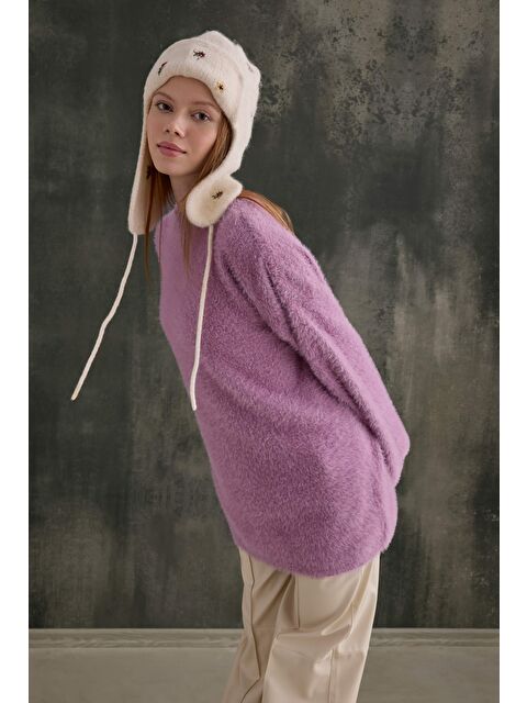 HE-QA Yumuşak Tüylü Kazak Violet - S000499919-20042