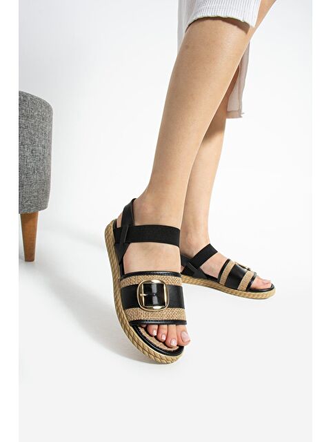 Oksit Rosa Hasır Detaylı Tokalı Kadın Sandalet - S000389146-19351