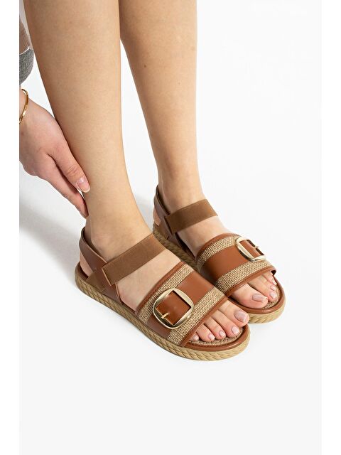 Oksit Rosa Hasır Detaylı Tokalı Kadın Sandalet - S000389146-14955