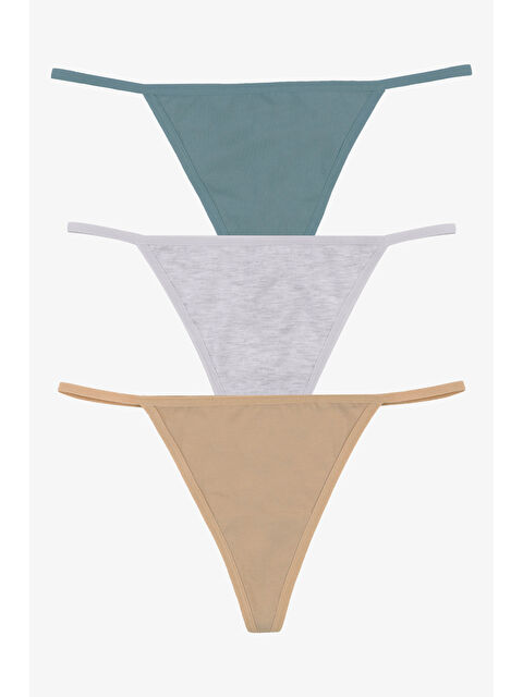 Koza İç Giyim Kadın Pamuklu Basic Tanga Külot 3'lü Paket