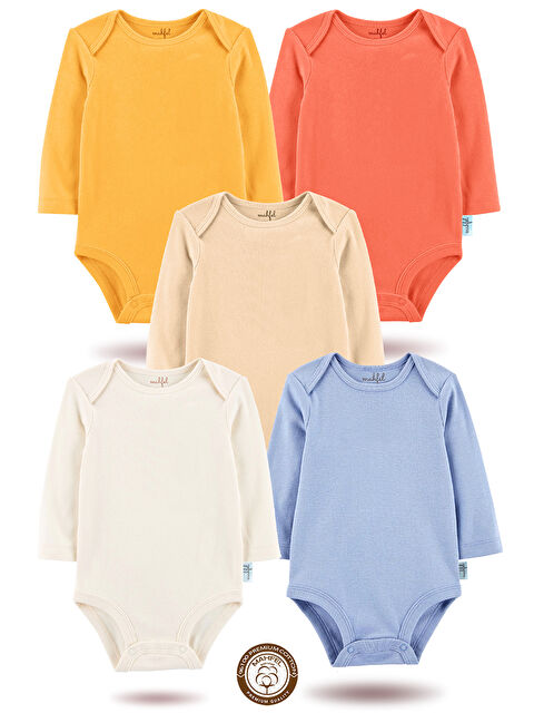 Mahfel %100 Pamuklu 5'li Baskısız Çıtçıtlı Bebek Body Zıbın RS - S000513226-18657