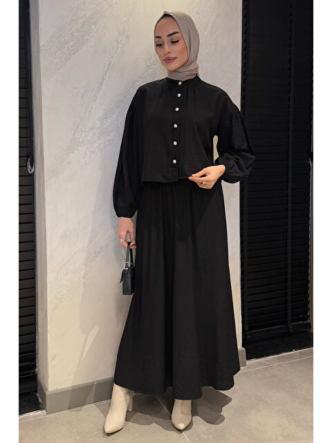 Julude Cep Detaylı Etek Gömlek Tesettür İkili Takım - S000361218-19351