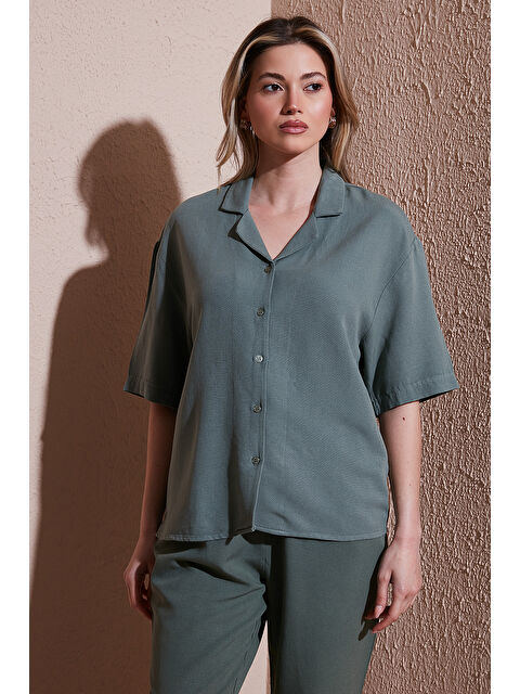 Fashion Friends Keten Karışımlı Standart Fit Kısa Kollu Gömlek 25Y0605K1 - S000375844-18547