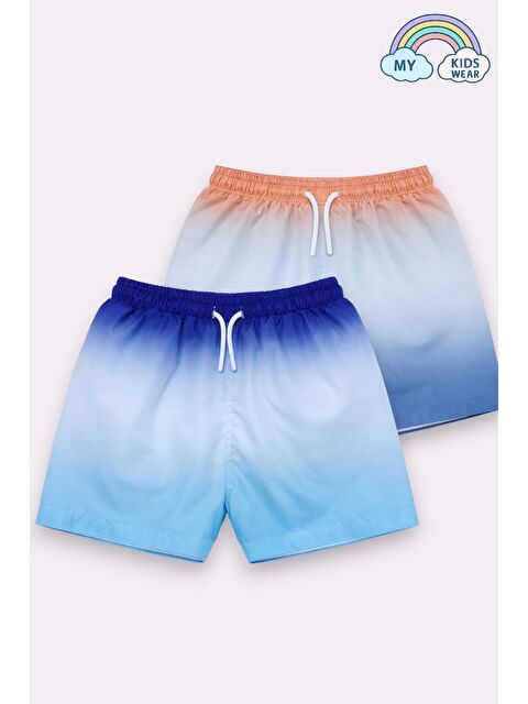 My Kids Wear Erkek Çocuk Degrade Desenli Deniz Şortu 2’li Set 3-16 Yaş 12381 - S000493728-37396