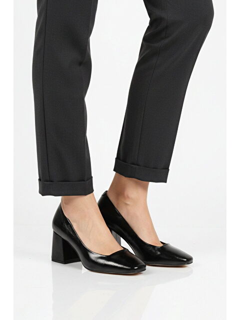 Ayakmod Siyah Kadın Kalın Topuklu Ayakkabı 593055 Z - S000514946-19351