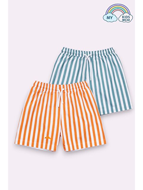 My Kids Wear Erkek Çocuk Çizgili Deniz Şortu 2’li Set 12379 - S000493728-37291