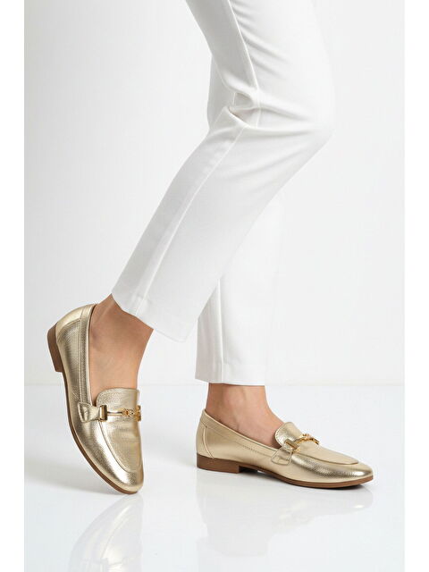 Ayakmod Altın Hafif Esnek Kadın Babet Ayakkabı 572478 Z - S000514948-20076