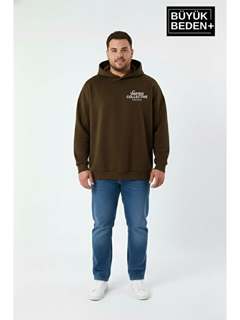 Süperlife Erkek Büyük Beden Hoodie –Rahat Kalıp Konforlu Unified Baskılı Sweatshirt SPR26BSW968 - S000480284-19413