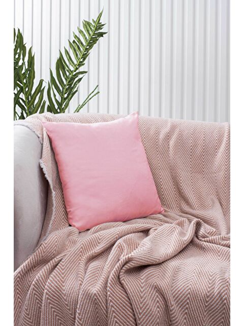 Asdiva Panoroma Süet Dokulu Düz Punch (Panç) İçin Uygun Pastel Pembe 40X40 Dekoratif Kırlent Kılıfı - S000451621-16324