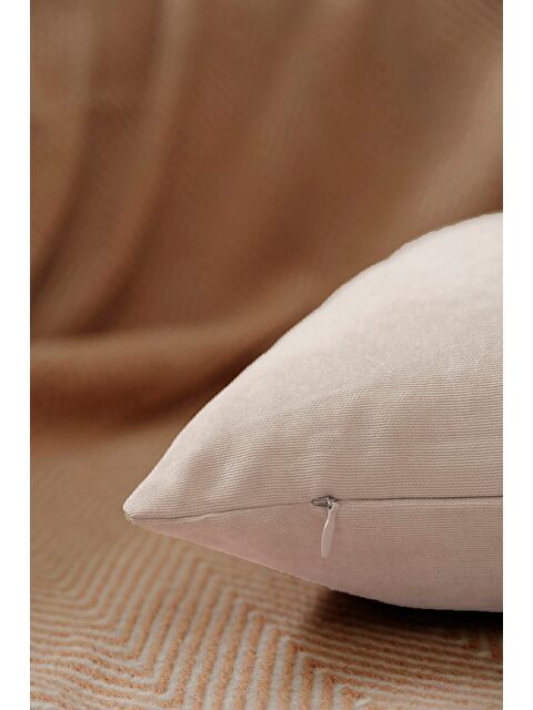 Asdiva Panoroma Süet Dokulu Düz Punch (Panç) İçin Uygun Krem 40x40 Dekoratif Kırlent Kılıfı - S000451621-19966