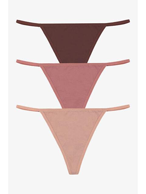 Koza İç Giyim Kadın Pamuklu Basic Tanga Külot 3'lü Paket