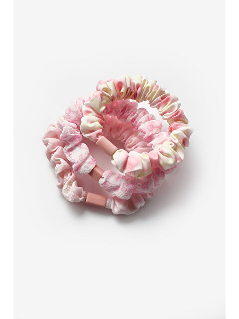 Le Mabelle Pembe  Tonları 3'lü Fırfırlı Kız Çocuk Lastik Toka - S000480691-20024