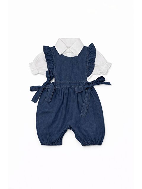 Verona Tarz Kız Bebek 2 Parça Jean Jean Tulum Gömlekli Kısa Kollu Kısa Boy Çıtçıtlı Yazlık - S000529917-37504
