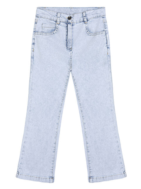 Minycenter Kız Çocuk Denim Pantolon 2-6 Yaş Mavi