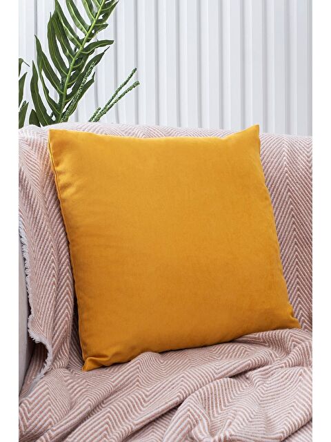 Asdiva Panoroma Süet Dokulu Düz Punch (Panç) İçin Uygun Sarı 40x40 Dekoratif Kırlent Kılıfı - S000451621-20072