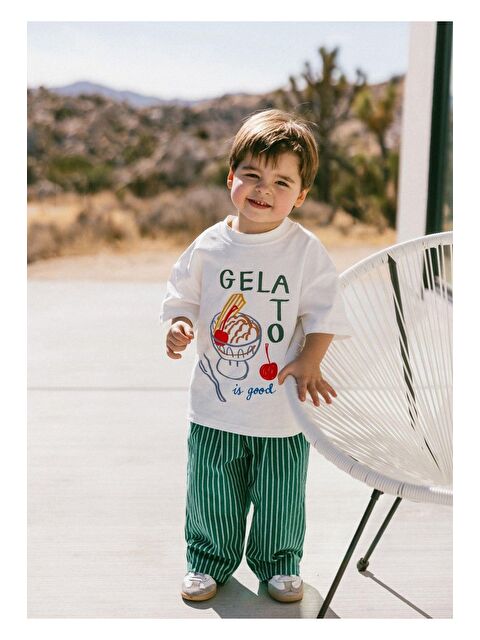 Monila Erkek Çocuk Dondurma Baskılı Pamuklu Tshirt Ve Pantolon Alt Üst Takım - S000514958-5409