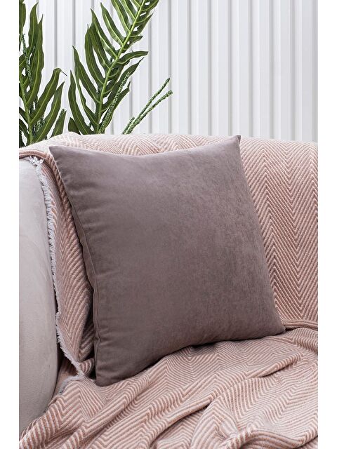 Asdiva Panoroma Süet Dokulu Düz Punch (Panç) İçin Uygun Açık Kahve 40x40 Dekoratif Kırlent Kılıfı - S000451621-29705