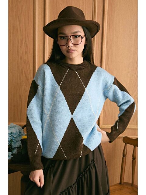 Ceylan Otantik Bebe Mavisi Baklava Desen Triko Kazak - S000497489-3642