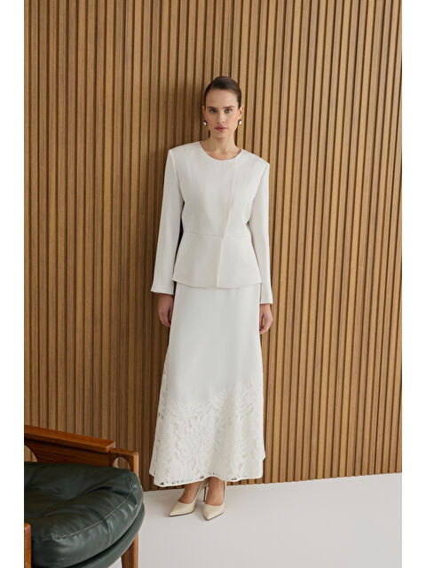 AKER Ekru Dantel Garnili Etek - S000479654-19965