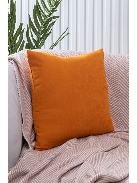Asdiva Panoroma Süet Dokulu Düz Punch (Panç) İçin Uygun Turuncu 40X40 Dekoratif Kırlent Kılıfı - S000451621-20013
