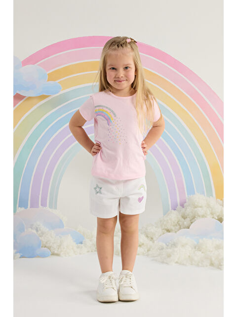 Minycenter Kız Çocuk Desenli Tişört 2-6 Yaş Pembe