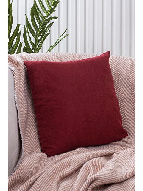 Asdiva Panoroma Süet Dokulu Düz Punch (Panç) İçin Uygun Bordo 40x40 Dekoratif Kırlent Kılıfı - S000451621-19951