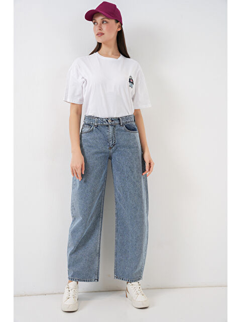 Bigdart Kadın Yüksek Bel Jean Pantolon 30081 - Mavi