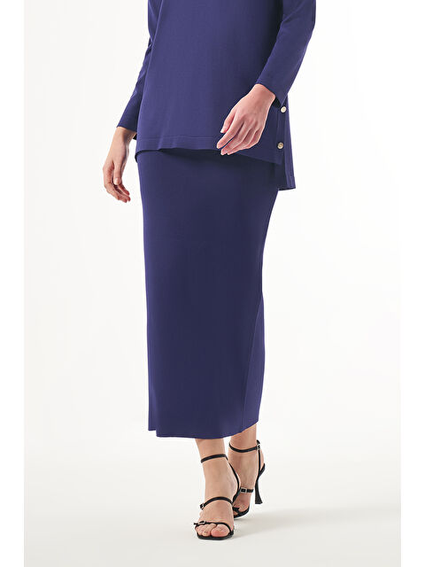 Nuss Merserize Çelik Örme Etek 013 İndigo - S000368570-23093