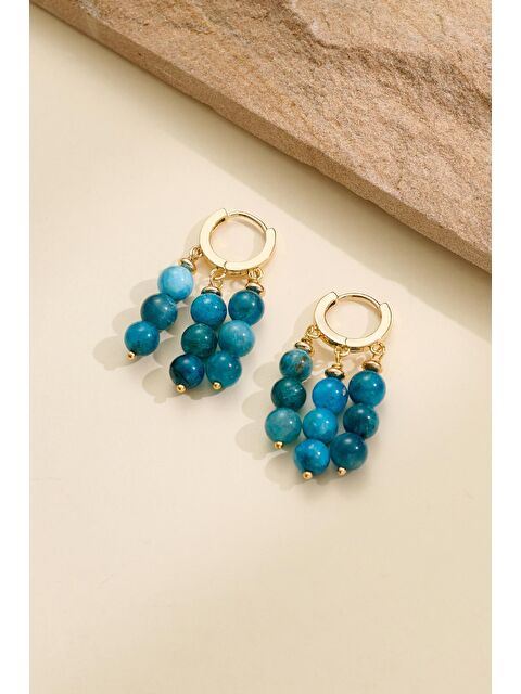 New Obsessions Mavi Doğaltaş Sallantılı Kadın Küpe - S000380157-17234