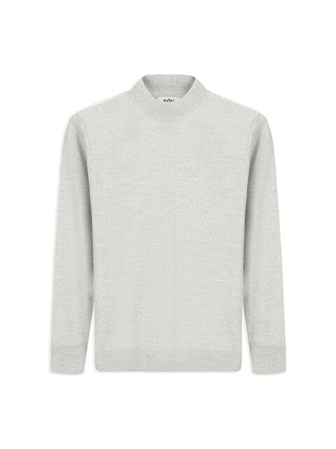 Kiğılı Yarım Balıkçı Yaka Regular Fit Yünlü Basic Örme Triko Kazak - S000443189-74