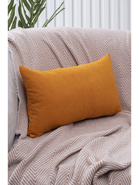 Asdiva Panoroma Süet Dokulu Düz Punch (Panç) İçin Uygun Turuncu 30X50 Dekoratif Kırlent Kılıfı - S000451622-20013