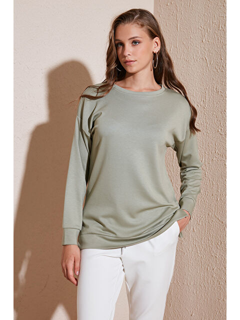 Lela Streç Oversize Fit Bisiklet Yaka Kumaş Kadın Sweat 5865877 - S000260067-17346