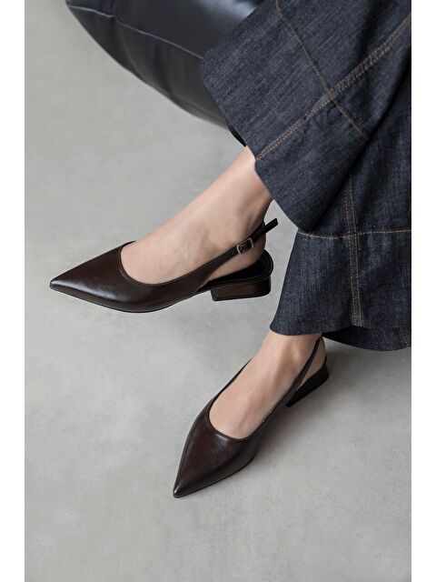 Straswans Jesse Kadın Topuklu Kırışık Deri Ayakkabı Kahve