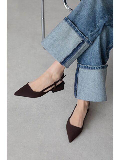 Straswans Chrest Kadın Topuklu Kumaş  Ayakkabı Kahve