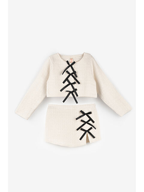 Le Mabelle Krem  Fiyonk Detaylı Kız Çocuk Etek Ceket Takım - Silvana - S000492900-19966