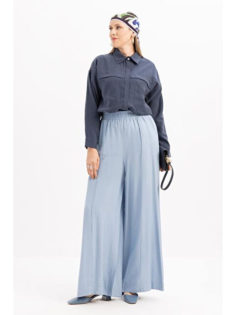 ALLDAY Mavi-Beli Lastikli Geniş Paça Pantolon - S000501536-17234