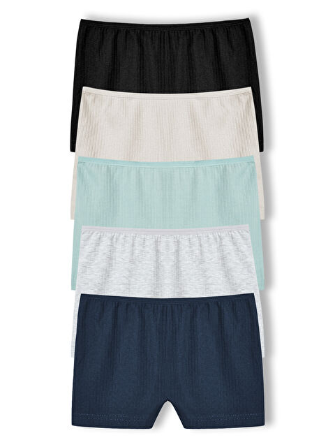 Hnx Pamuklu Fitilli Dokulu Boxer Kadın Külot 5'li Paket - S000335951-37580