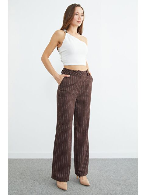 Fullamoda Çizgili Yüksek Bel Palazzo Pantolon - S000511194-29704