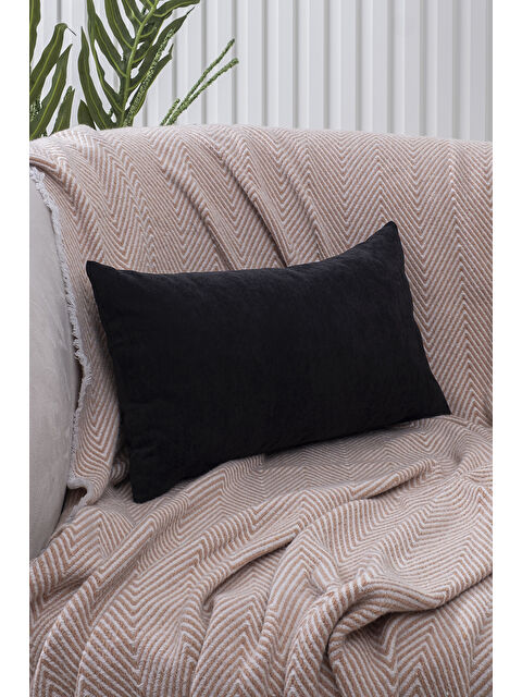 Asdiva Panoroma Süet Dokulu Düz Punch (Panç) İçin Uygun Siyah 30x50 Dekoratif Kırlent Kılıfı - S000451622-19351