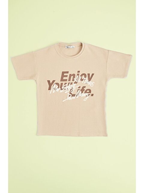 Fullamoda Yazı Baskılı Petek Kumaş Erkek Çocuk Tişört - S000532049-19928